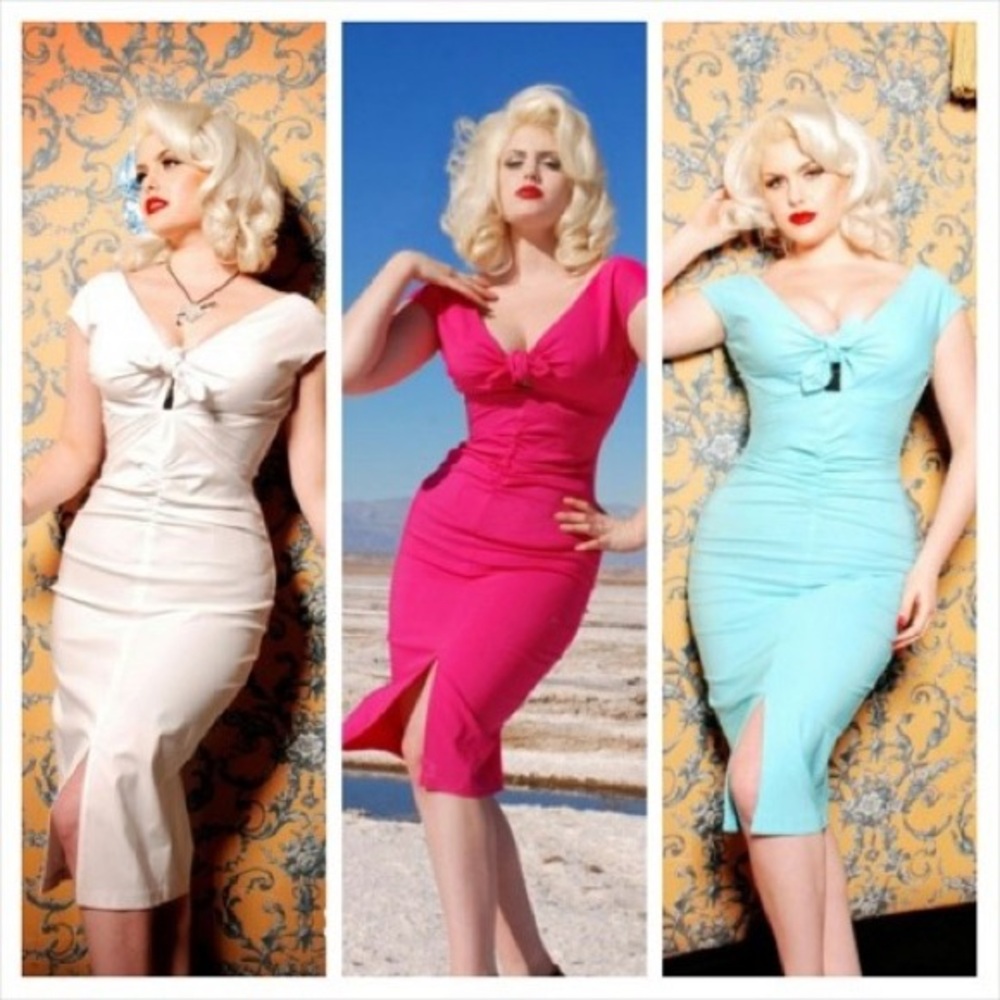Pinup Couture Vintage-Inspired Midi Dress in White S